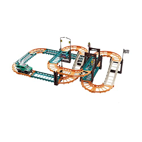 Perfeclan Rennstrecke Spielset für Jungen - Interaktives Konstruktionsspielzeug mit Flexibler Schiene und Autos, Stil B von Perfeclan