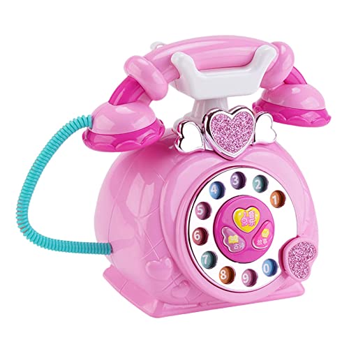 Perfeclan Retro Telefon Spielzeug Geschichtenerzählmaschine Entwickeln Sie Multifunktions Früherziehungs Erleuchtungs Baby Musikspielzeug für Vorschulkinder, rosa von Perfeclan