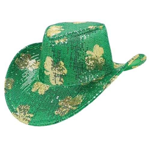 Perfeclan ST Day Hüte Pailletten-Cowboyhut, glitzernder Western-Cowgirl-Hut mit großer Krempe, Kostümzubehör für Club-Verkleidung, Cosplay von Perfeclan