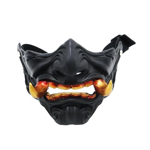 Perfeclan Samurai-Maske, Kunstharz-Masken-Requisiten, dekoratives Kostümzubehör für Erwachsene, gruselige Maske, japanische Maske, Cosplay-Kostüm von Perfeclan