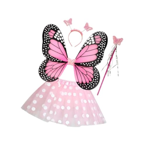 Perfeclan Schmetterlingsflügel Stirnband für Kinder Und Mädchen, Feenkostüm Set für Urlaub, Party, Verkleidung, Gepunkteter Rock Perfeclan Schmetterlingsflügel Stirnband für Kinder Und Mädchen, Feenkostüm Set für Urlaub, Party, Verkleidung, Gepunkteter Rock von Perfeclan
