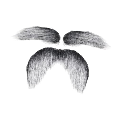 Perfeclan Schnurrbart Augenbrauen Kostümzubehör Dekor DIY Make -up für Karneval festlich, Grau-weiß von Perfeclan