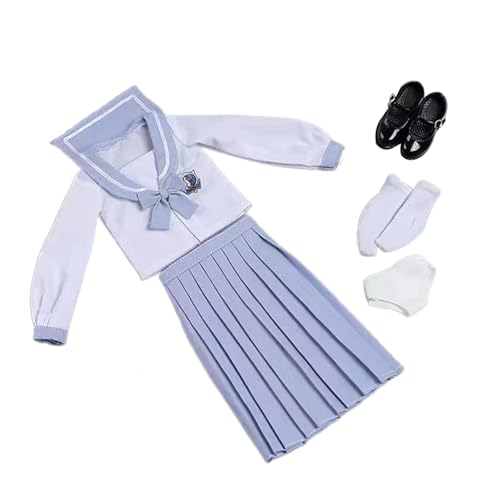Perfeclan Schuluniform für Damen im Maßstab 1/6, Cosplay-Langarmset, modische Actionfigur-Kleidung für 12-Zoll-BJD-Puppe, Körper weiblicher Figuren, Hellblau Perfeclan Schuluniform für Damen im Maßstab 1/6, Cosplay-Langarmset, modische Actionfigur-Kleidung für 12-Zoll-BJD-Puppe, Körper weiblicher Figuren, Hellblau von Perfeclan