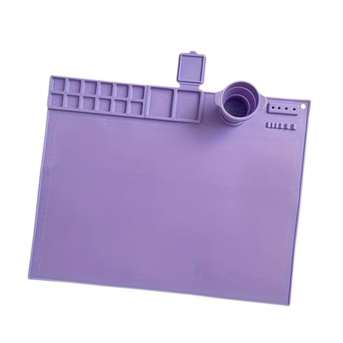 Perfeclan Silikonmalereimatte mit Tasse Nicht -Stick Silikonblech Nicht -Slip -Handwerksmatte für DIY -Malerei handgefertigter Ton erzeugen, Violett von Perfeclan