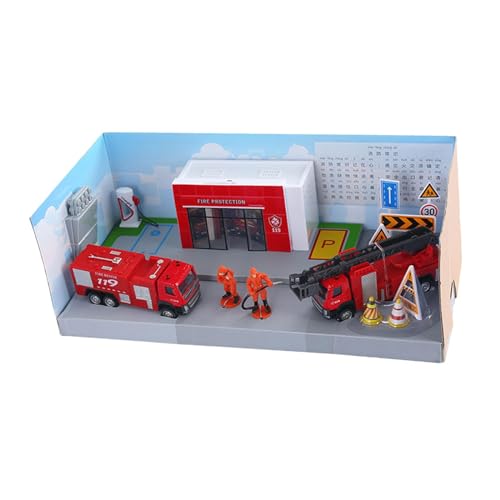 Perfeclan Tankstellen-Set, Legierung, Automodell, Spielzeugbausätze, Lernspielzeug, Mini-LKW mit 3D-Szene, Simulationsszenario-Set für Geschenke und Zubehör von Perfeclan