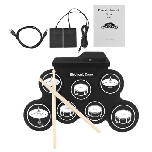 Perfeclan Tragbares elektronisches Schlagzeug, Hand-Set-Tools präsentiert tragbare -Drum-Kits, kompaktes Drum-Set für Studio-Solo, Gemustert von Perfeclan