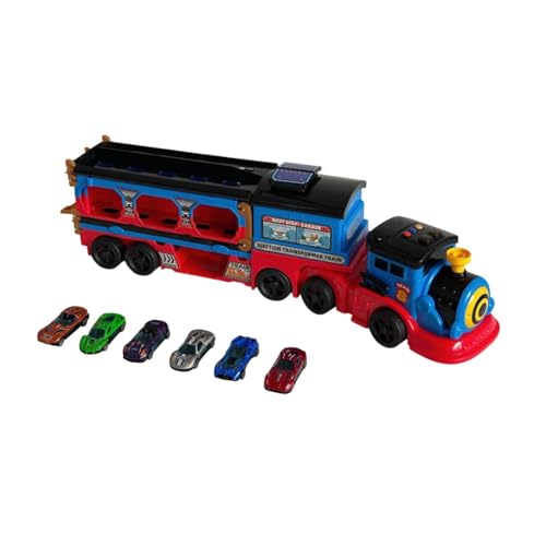 Perfeclan Transportzug-Kopfspielzeug, Transportträger-LKW-Spielzeugset mit 6 Autos, Kinder-Klapp-LKW-Spielzeug für Jungen Mädchen, Kinder Perfeclan Transportzug-Kopfspielzeug, Transportträger-LKW-Spielzeugset mit 6 Autos, Kinder-Klapp-LKW-Spielzeug für Jungen Mädchen, Kinder von Perfeclan