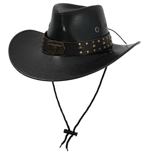 Perfeclan Western Cowboy Hat Fashion Casual Sun Protection Hut für Cosplay Shopping Street, Schwarz von Perfeclan