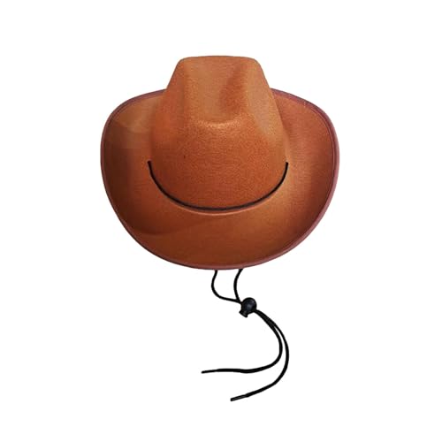 Perfeclan Western-Cowboy-Hut, Cowgirl-Hut, Hut mit breiter Krempe, trendiges PU-, Kostümzubehör für Bühnenaufführung, Cosplay, Party-Requisiten von Perfeclan
