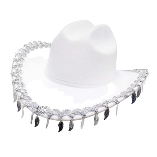 Perfeclan Western-Cowboy-Hut, Cowgirl-Sombrero-Kappen, Dekor, Anzieh-Accessoires, Sonnenhut, Partyhut für Damen und Herren, Reiten, Festival von Perfeclan