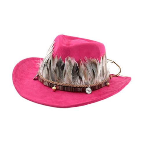 Perfeclan Western Cowboyhut Stilvoller Cowgirl Hut für Feiertage Themenparty -Musikfestivals, Rose Rot Perfeclan Western Cowboyhut Stilvoller Cowgirl Hut für Feiertage Themenparty -Musikfestivals, Rose Rot von Perfeclan