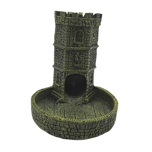 Perfeclan Würfelturm mit Schloss und Tablett, Zubehör zur Aufbewahrung von Brettspielen, zufällig geformtes Würfeltablett aus Kunstharz zur Wandschnitzerei als, Gelbgrün von Perfeclan
