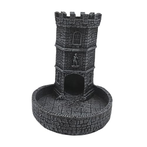 Perfeclan Würfelturm mit Schloss und Tablett, Zubehör zur Aufbewahrung von Brettspielen, zufällig geformtes Würfeltablett aus Kunstharz zur Wandschnitzerei als, Schwarzgrau von Perfeclan
