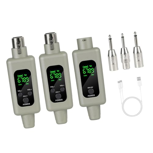 Perfeclan XLR -Mikrofonwandler -Set 2,4 GHz -Mikrofon -Sender und Empfängerkit schnurloser XLR -Senderempfänger für Bühnenlautsprecher Set für, Grau, 1 nach 2 von Perfeclan