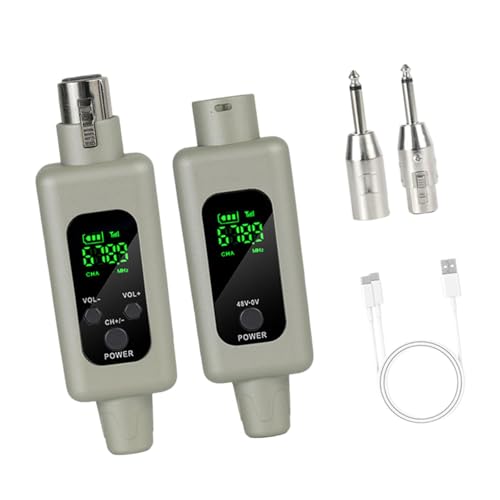 Perfeclan XLR -Mikrofonwandler -Set 2,4 GHz -Mikrofon -Sender und Empfängerkit schnurloser XLR -Senderempfänger für Bühnenlautsprecher Set für, Grau, 1 von 1 von Perfeclan