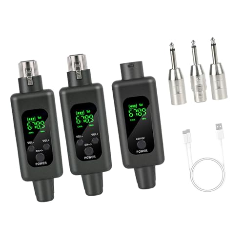Perfeclan XLR -Mikrofonwandler -Set 2,4 GHz -Mikrofon -Sender und Empfängerkit schnurloser XLR -Senderempfänger für Bühnenlautsprecher Set für, Schwarz, 1 nach 2 von Perfeclan