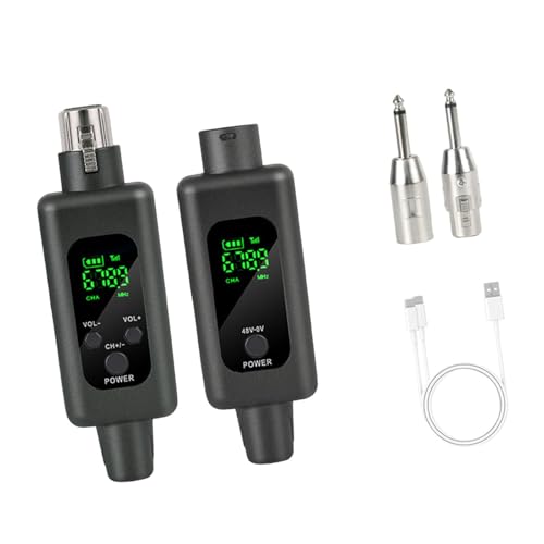 Perfeclan XLR -Mikrofonwandler -Set 2,4 GHz -Mikrofon -Sender und Empfängerkit schnurloser XLR -Senderempfänger für Bühnenlautsprecher Set für, Schwarz, 1 von 1 von Perfeclan