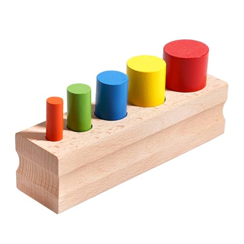 Perfeclan Zylinderförmiges sensorisches Holzspielzeug, pädagogisches Holzspielzeug verbessert die Hand-Augen-Koordination und Lernen von Zylinderblöcken für von Perfeclan