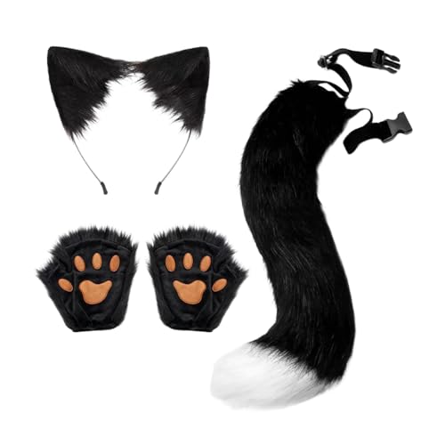 Perfeclan und Schwanz-Set, Foto-Requisiten für Bühnenauftritte, Kostüme, Karneval, Schwarz-Weiss Perfeclan und Schwanz-Set, Foto-Requisiten für Bühnenauftritte, Kostüme, Karneval, Schwarz-Weiss von Perfeclan