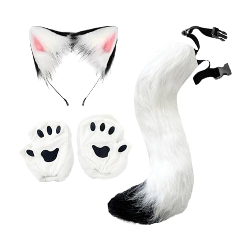 Perfeclan und Schwanz-Set, Foto-Requisiten für Bühnenauftritte, Kostüme, Karneval, Weiß Perfeclan und Schwanz-Set, Foto-Requisiten für Bühnenauftritte, Kostüme, Karneval, Weiß von Perfeclan