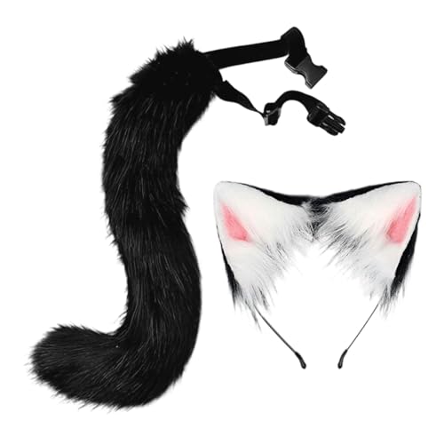 Perfeclan und Schwanz-Set, Ohr-Stirnband für Karneval, Party, Auftritt, Maskerade, Schwarz Perfeclan und Schwanz-Set, Ohr-Stirnband für Karneval, Party, Auftritt, Maskerade, Schwarz von Perfeclan