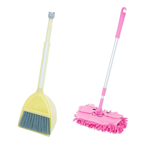 Perfeclan vor, Spielen Reinigung Spielzeug Mini mit Staubpan Mopp für Kinder, Cartoon Early Learning Kids Cleaning Set, Gelbbesen von Perfeclan