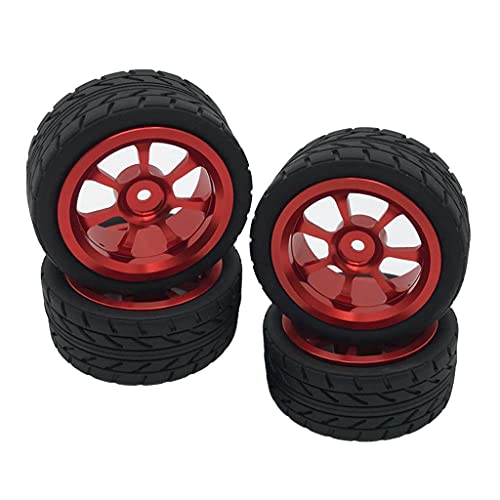 aus aus Rad Felgen + Gummi Reifen Reifen für RC 1:14 Auto Buggy Pack von 4, Rot aus aus Rad Felgen + Gummi Reifen Reifen für RC 1:14 Auto Buggy Pack von 4, Rot von Perfeclan