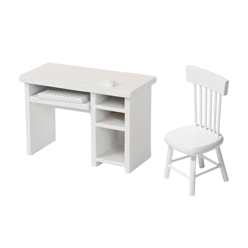 perfeclan 1/12 Mini-Computertisch und Stuhl, Spielzeug, lackiertes Holz, Bürotisch und Stuhl, Arbeitstisch und Stühle, Modellset, Zubehör, Kindergeschenk perfeclan 1/12 Mini-Computertisch und Stuhl, Spielzeug, lackiertes Holz, Bürotisch und Stuhl, Arbeitstisch und Stühle, Modellset, Zubehör, Kindergeschenk von Perfeclan