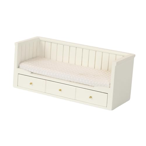 Perfeclan 1/12 Puppenhaus Einzelbett Miniaturmöbel Zimmer DIY ACCS Winziges Bett mit Aufbewahrungsschublade für Geschenk-Lebensszenen-Layout-Handwerk, Weiß Perfeclan 1/12 Puppenhaus Einzelbett Miniaturmöbel Zimmer DIY ACCS Winziges Bett mit Aufbewahrungsschublade für Geschenk-Lebensszenen-Layout-Handwerk, Weiß von Perfeclan