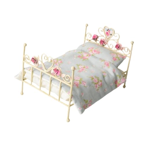 Perfeclan 1/12 Puppenhaus Metallbett, Miniatur Bett, Einzelbett für Modellbau, Kleines Bett für Szenenaufbau, Ausstellungsmöbel, Blumenbettwäsche Perfeclan 1/12 Puppenhaus Metallbett, Miniatur Bett, Einzelbett für Modellbau, Kleines Bett für Szenenaufbau, Ausstellungsmöbel, Blumenbettwäsche von Perfeclan