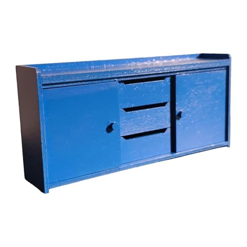 perfeclan 1:12 Dollhouse Holzschrank Showcase Einfaches Miniaturküchenschrank Möbel für DIY -Szene Model Spielzeug Origination Wohnzimmer, Blau von Perfeclan