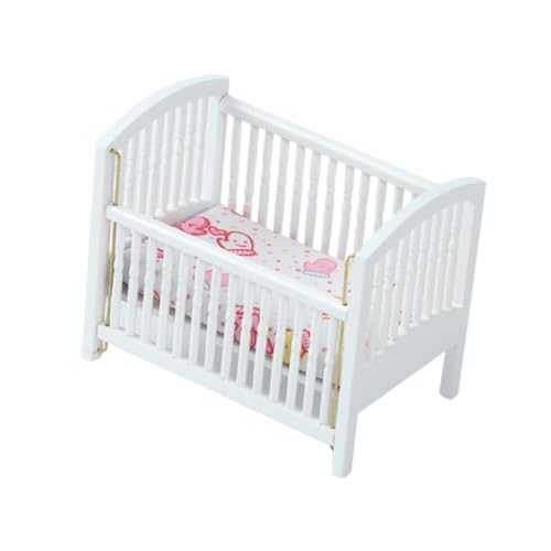 Perfeclan 1:12 Krippenbett Babypuppenbett -Kinder -Foto -Requisiten tun Sich vor, mit Matratzen Miniatur Kleinkindern Bett für Landschaftsdekorationen DIY von Perfeclan