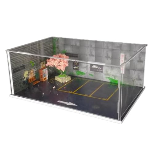 Perfeclan 1:64 Skalierungen des Automodells Parkplatz Szene Mini Fahrzeug Garage Japanische Straße Geburtstagsgeschenkszene Spielzeug für Actionfiguren, mit Staubbedeckung von Perfeclan