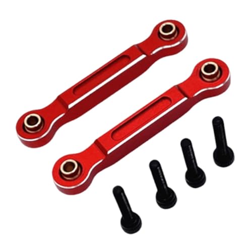 perfeclan 2 Stück RC Auto Chassis Befestigungsstange RC Verbindungsstangen Vordere Lenkstange Feste Stange Vordere Lenkverbindungsstangen für 1/14, Rot Silber von Perfeclan