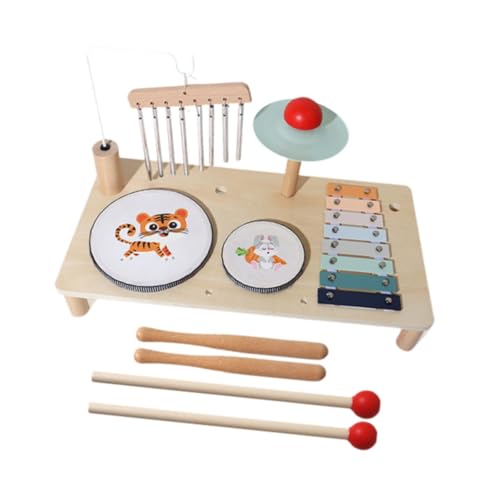 Perfeclan Babymusik Drum Toy Musical Toy Motor Fertigkeit Holz Percussion Instrument Holzmusikinstrument für ab 12 Monaten Jahre alt, Tier von Perfeclan