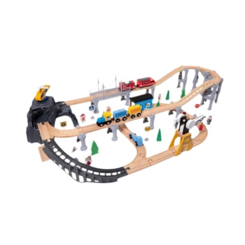Perfeclan Eisenbahn- und Gleissets, Holzkonstruktionsspielzeug, Kinderspielzeug, Spielzeugeisenbahn-Set für Familienspielzubehör, Reisespielzeug Perfeclan Eisenbahn- und Gleissets, Holzkonstruktionsspielzeug, Kinderspielzeug, Spielzeugeisenbahn-Set für Familienspielzubehör, Reisespielzeug von Perfeclan