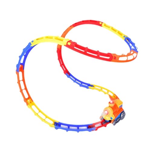 Perfeclan Elektrisches Eisenbahn-Spielset, Rennstrecken-Set, Kreativität mit Ton und Lichtern, pädagogisches Spielzeugeisenbahn-Set für Kinder ab 3 Jahren, Beleuchtung von Perfeclan