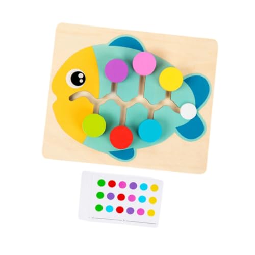 Perfeclan Holz farblich passendes Schiebepuzzle Früherziehung Spielzeug Alter 3 4 5 6 7 Jahre alt Familienspiel Montessori Spielzeug Tierkognition, Fisch von Perfeclan
