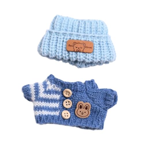 Perfeclan Mini-Puppen-Kleidung, Puppen-Kleidung, Anzug, niedliche Stofftier-Kleidung, Kleidung, Pullover und Mütze, Zubehör für Geschenk-DIY-Bastelarbeiten, Blau Perfeclan Mini-Puppen-Kleidung, Puppen-Kleidung, Anzug, niedliche Stofftier-Kleidung, Kleidung, Pullover und Mütze, Zubehör für Geschenk-DIY-Bastelarbeiten, Blau von Perfeclan