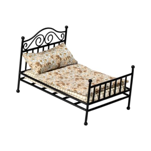 Perfeclan Miniatur-Puppenbett, Kinderspielzeug, Modellbett, Szene, Schlafzimmer, Mikroszene, Rollenspiel, Puppenhausmöbel, Puppenhauszubehör, Schwarz Perfeclan Miniatur-Puppenbett, Kinderspielzeug, Modellbett, Szene, Schlafzimmer, Mikroszene, Rollenspiel, Puppenhausmöbel, Puppenhauszubehör, Schwarz von Perfeclan