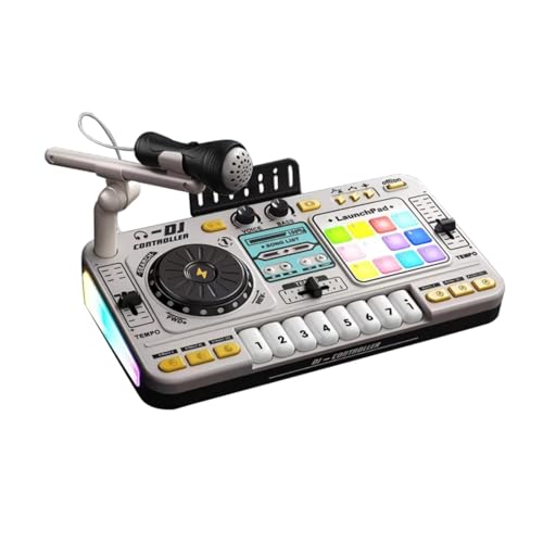 Perfeclan Musical DJ Set für Kinder Musical Toy Turntable Gift Bildungstisch Instrument mit Lichtern DJ Party Mixer Controller, Style C von Perfeclan
