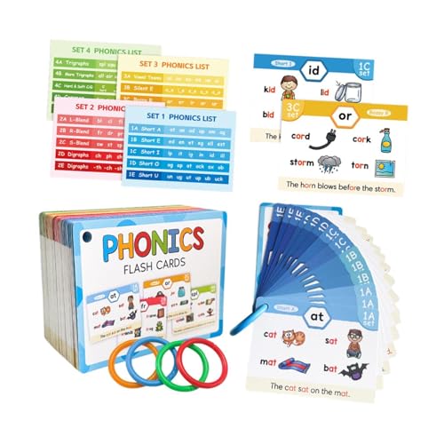 perfeclan Phonics Flash Cards Games 65 Karten Mischen und Segmenting Wörter Bildungsspielzeug Buchstaben für Alter 4-8 Geschenke von Perfeclan