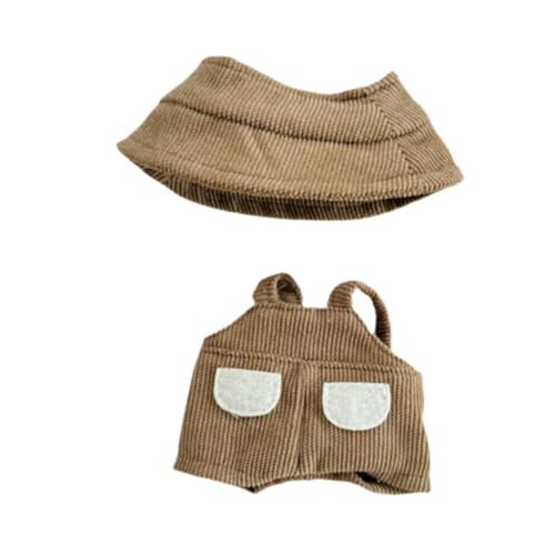 Perfeclan Plüschpuppen -Overalls -Outifits mit Hut, Model -Accessoires, Dress -up -Foto -Requisiten für 15 cm/17 cm Puppe für kleine Mädchen, Brauner Hut von Perfeclan