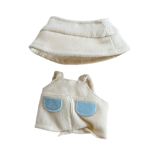 Perfeclan Plüschpuppen -Overalls -Outifits mit Hut, Model -Accessoires, Dress -up -Foto -Requisiten für 15 cm/17 cm Puppe für kleine Mädchen, Weißer Hut von Perfeclan