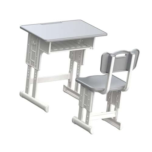 Perfeclan Puppenhaus-Set mit Schreibtisch und Stuhl, Puppenhaus-Möbel, 1/12, Simulation, Rollenspiel, Puppenhaus-Zubehör für Mikro-Landschaftsdekoration, Grau von Perfeclan