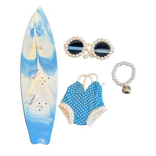 Perfeclan Puppenkleidung, Sonnenbrille für 17 cm große Puppen, dekoratives DIY-Ankleideset für Sommeroutfits, Perlenkette, Mini-Surfbrett, Blau Perfeclan Puppenkleidung, Sonnenbrille für 17 cm große Puppen, dekoratives DIY-Ankleideset für Sommeroutfits, Perlenkette, Mini-Surfbrett, Blau von Perfeclan