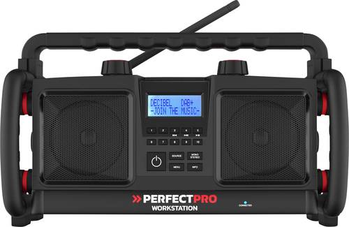 PerfectPro WORKSTATION Baustellenradio UKW, DAB+ Bluetooth®, AUX Akku-Ladefunktion, Freisprechfunkt von PerfectPro