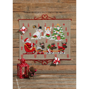 Permin Stickerei-Set Adventskalender Rentiere und Schneemänner 58x45cm von Permin