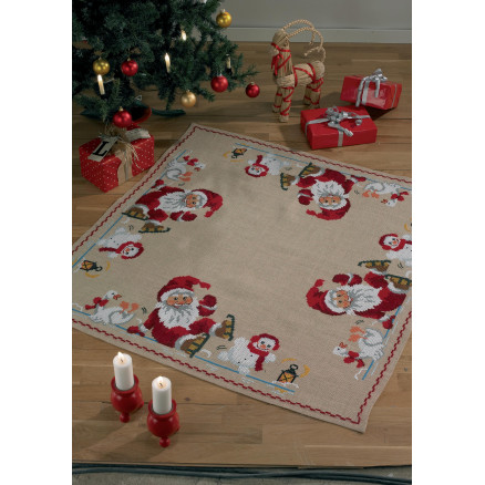 Permin Stickerei-Set Jute Weihnachtsbaumdecke Schlittschuhwichtel 122x122cm von Permin