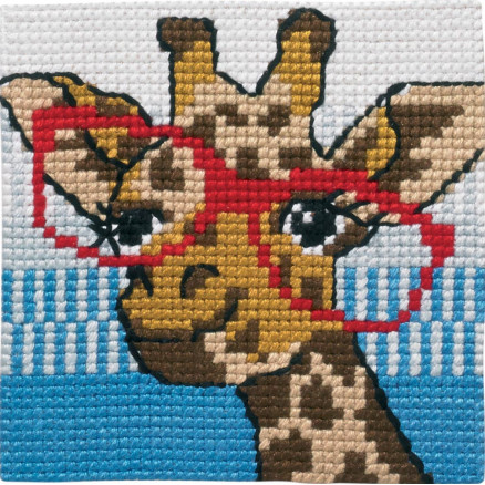 Permin Stickerei-Set Vorgespanntes Stramaj für Kinder Giraffe 25x25cm von Permin